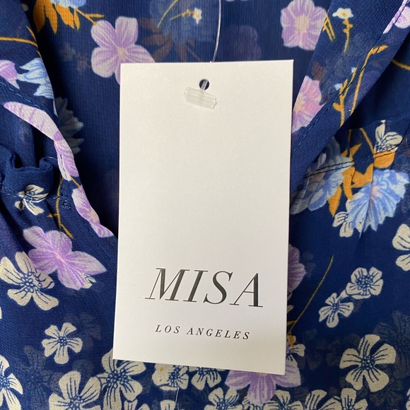 Misa Floral Print Navy Ruffle Dress XS - Picture 5 of 5